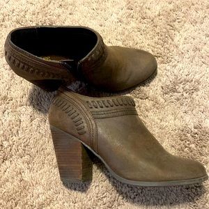 Brown, leather ankle booties